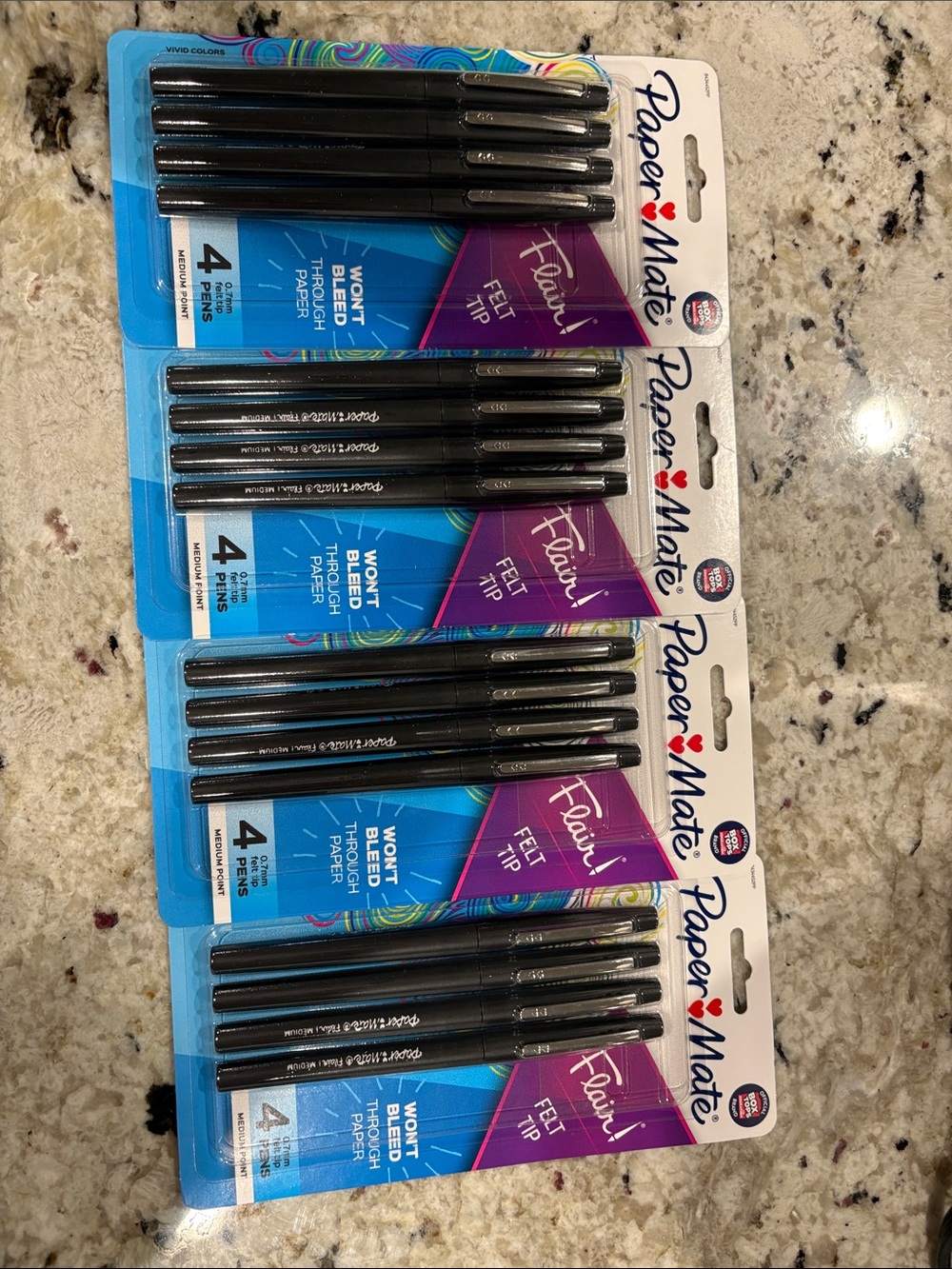 Paper Mate Black Flair Felt Tip No Bleed Pens